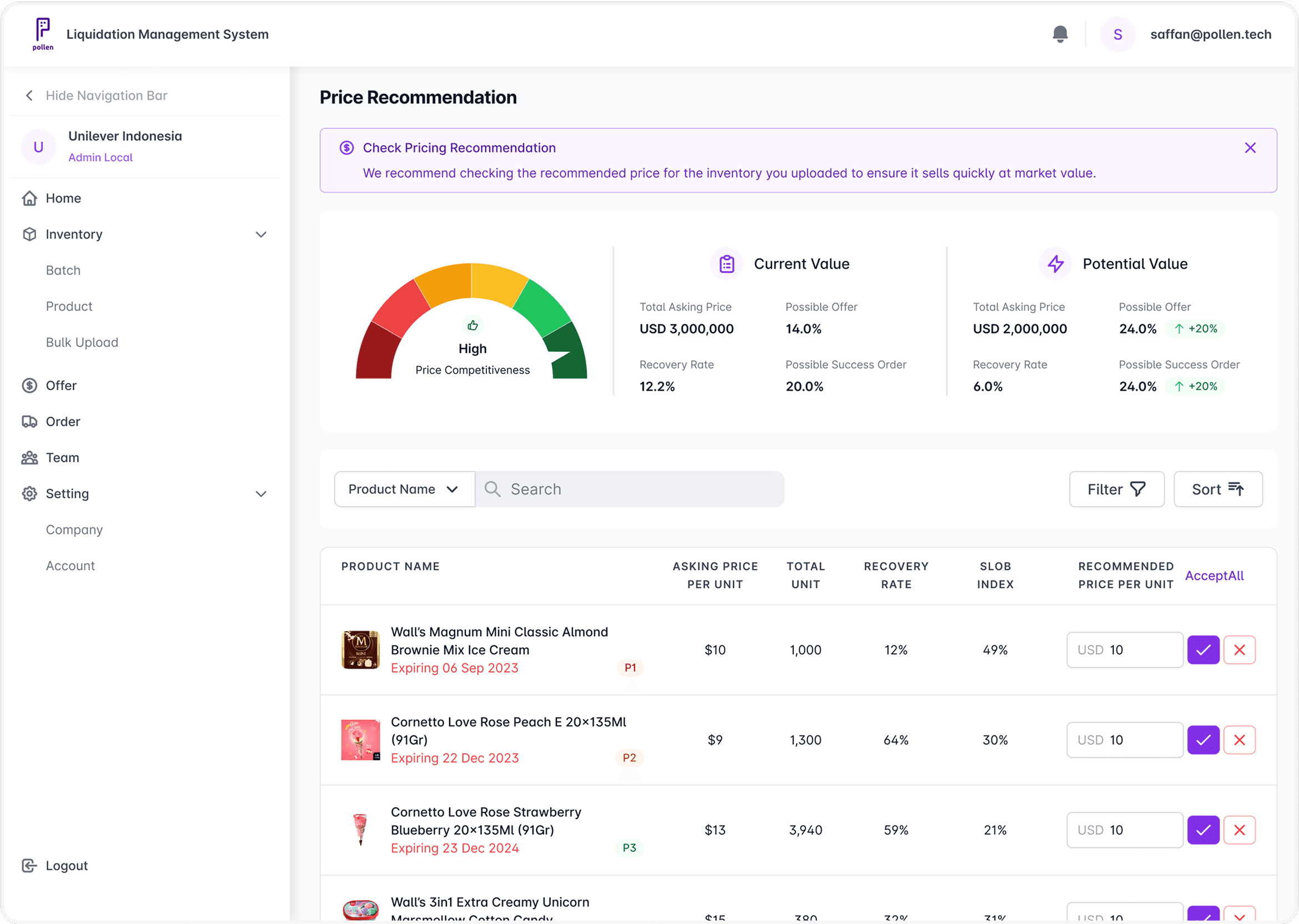 LMS, AI pricing recommendation