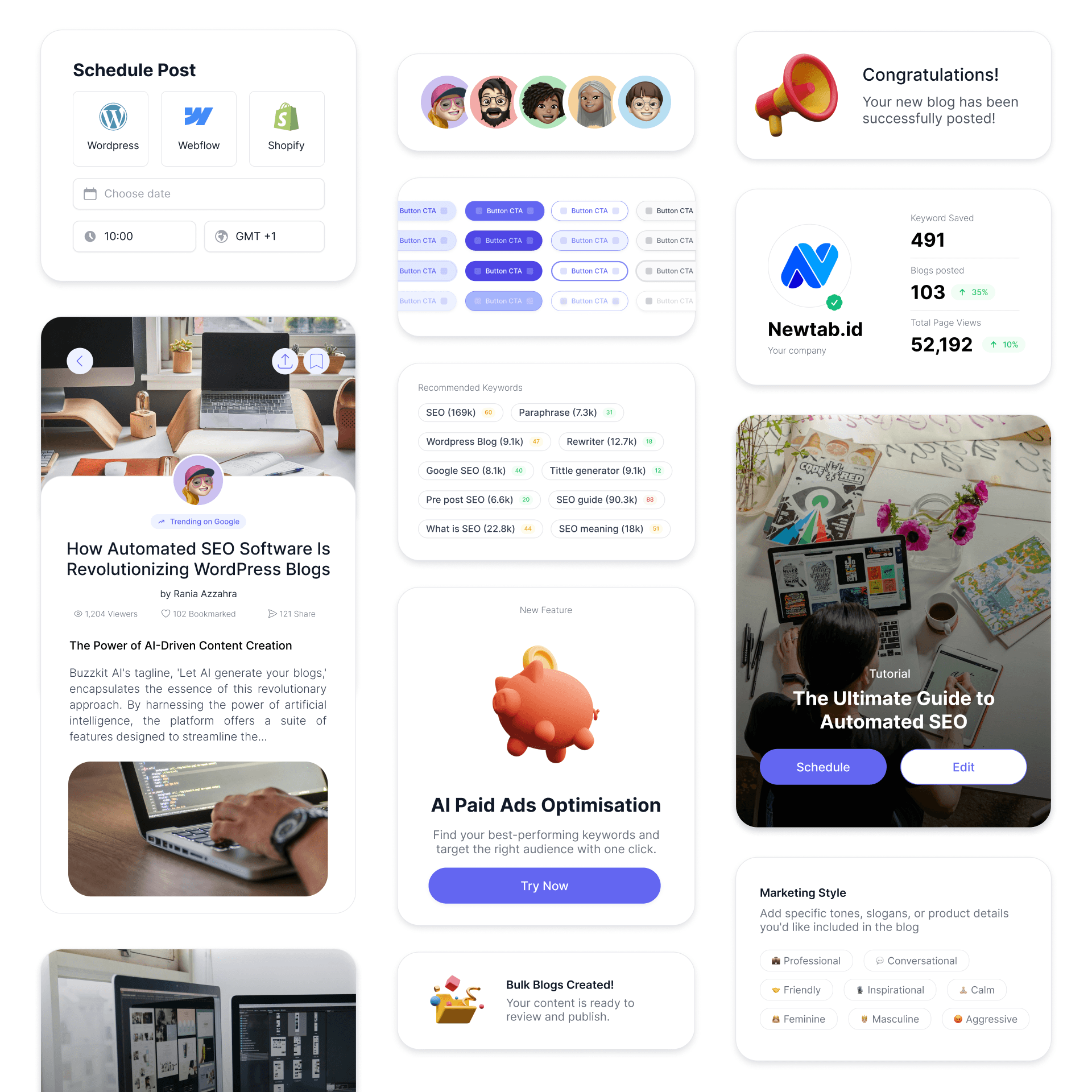 Design snippets from the Buzzkit product
